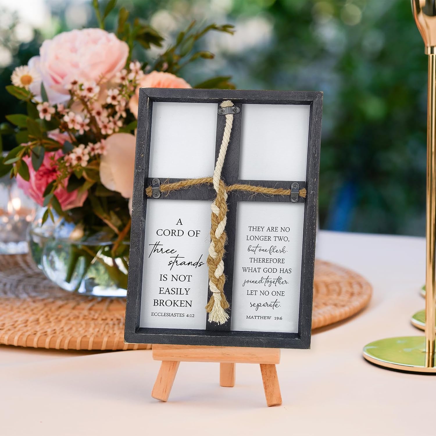 Three Strands Wedding Unity Wall Cross Decor Black