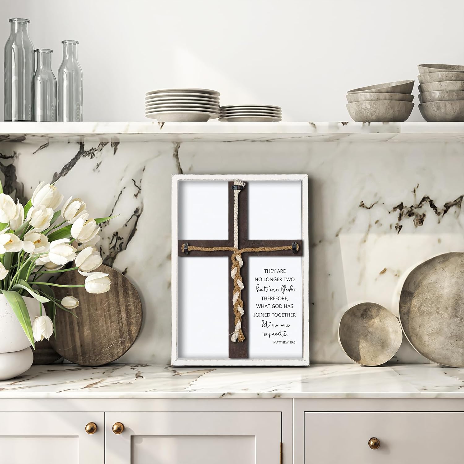 Matthew 196 Wedding Unity Cross Wall Decor White