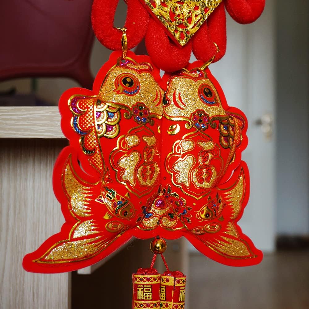 1PCS 30 Inch Red Gilt Chinese Knot Tassel Flannel Decor