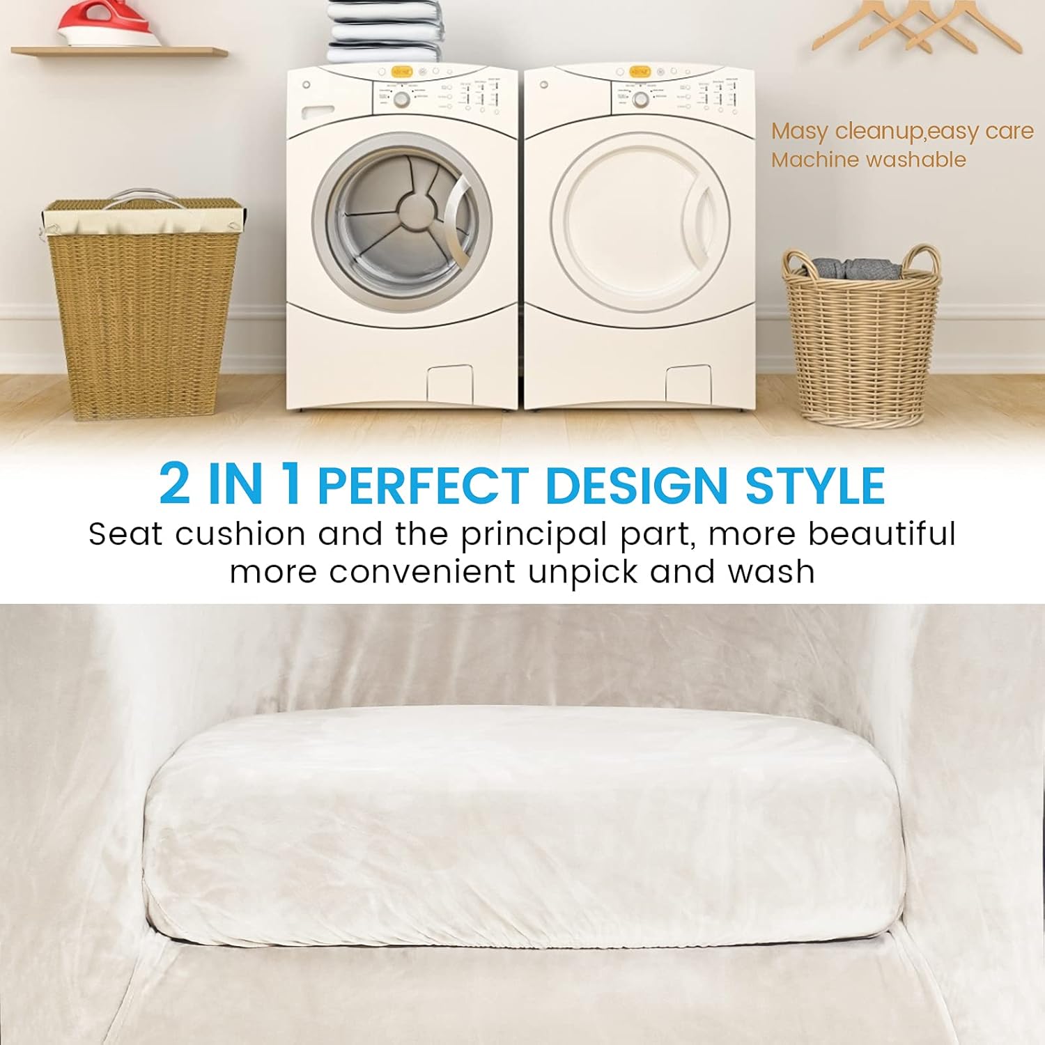 MIFXIN 2-Piece Velvet Tub Chair Slipcover Set