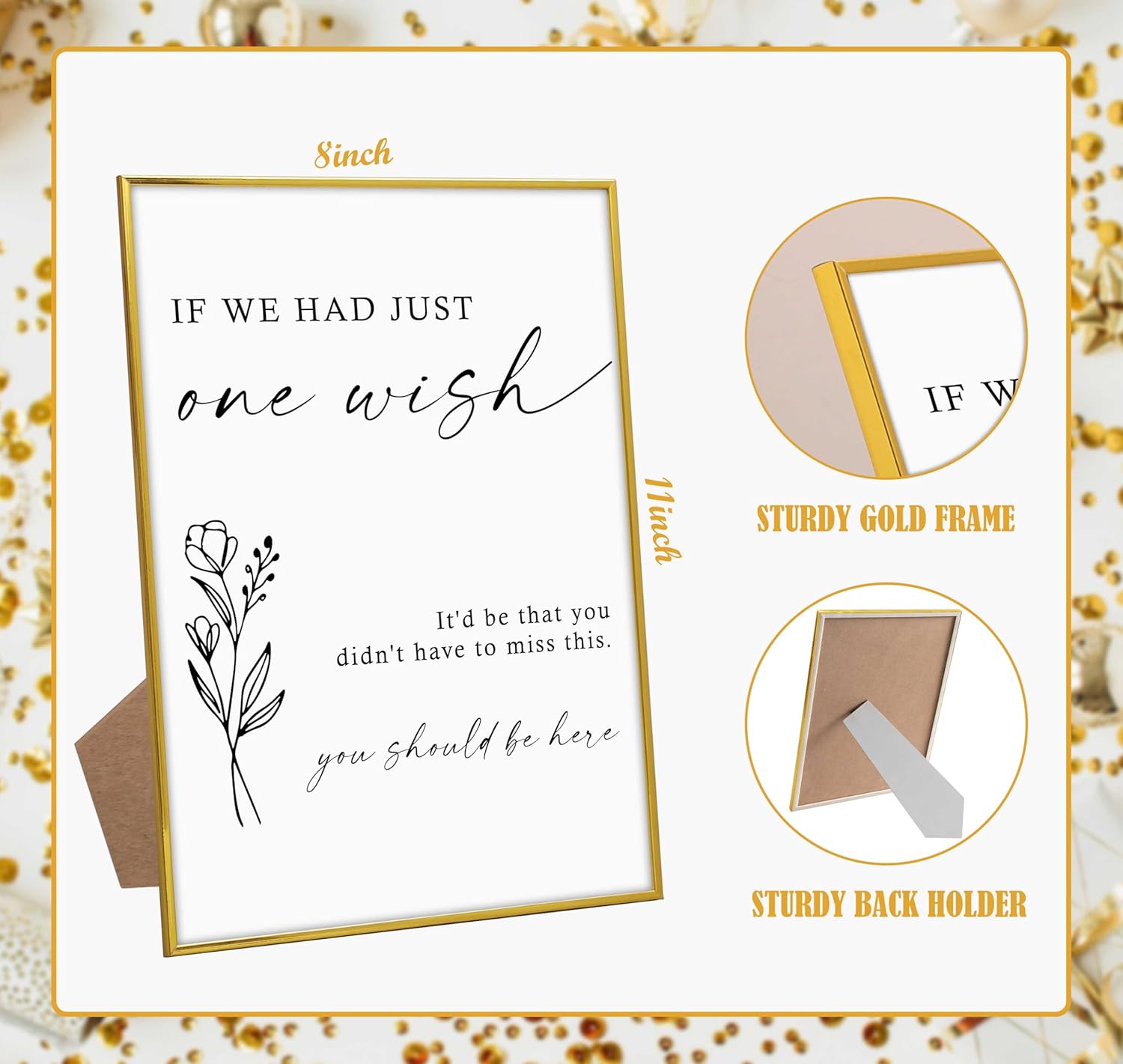 Wedding Memorial Sign with Gold Frame Stand