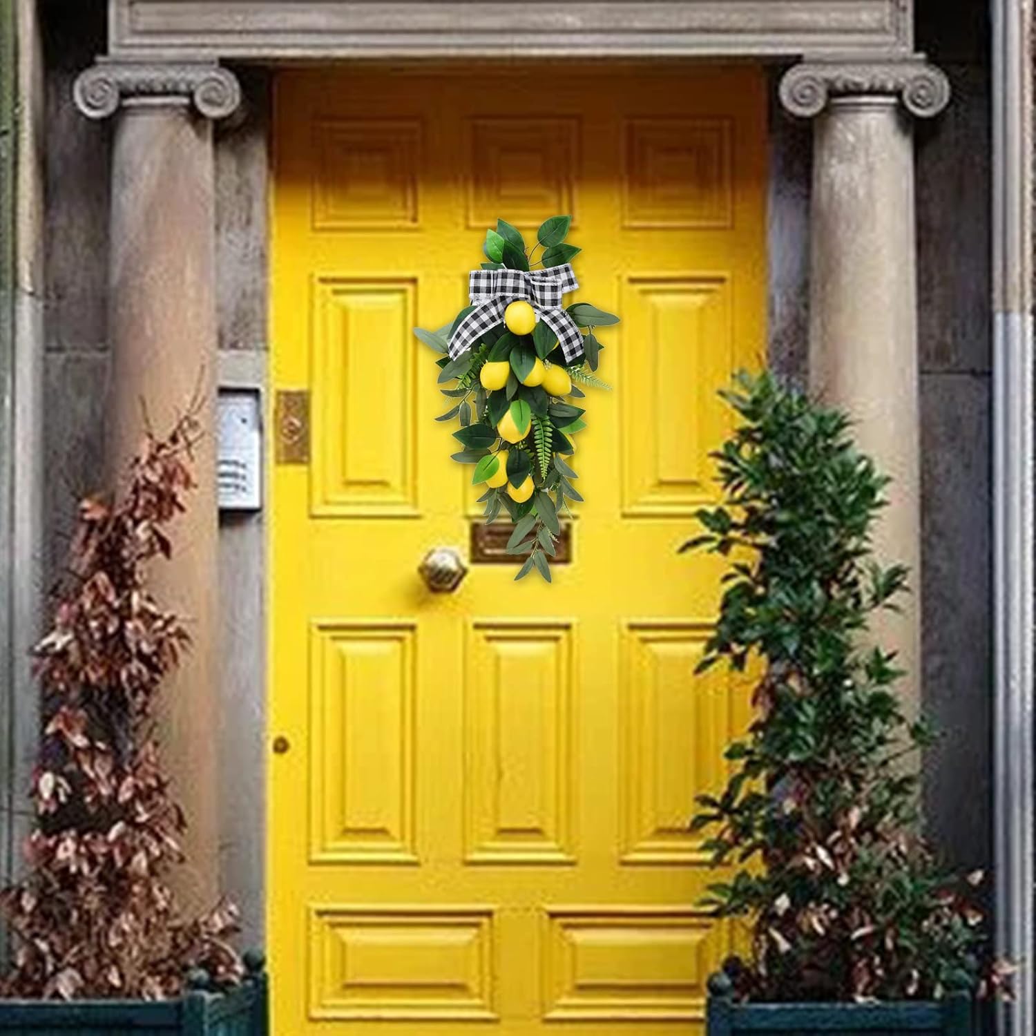 24 Inch Artificial Lemon Teardrop Swag for Front Door