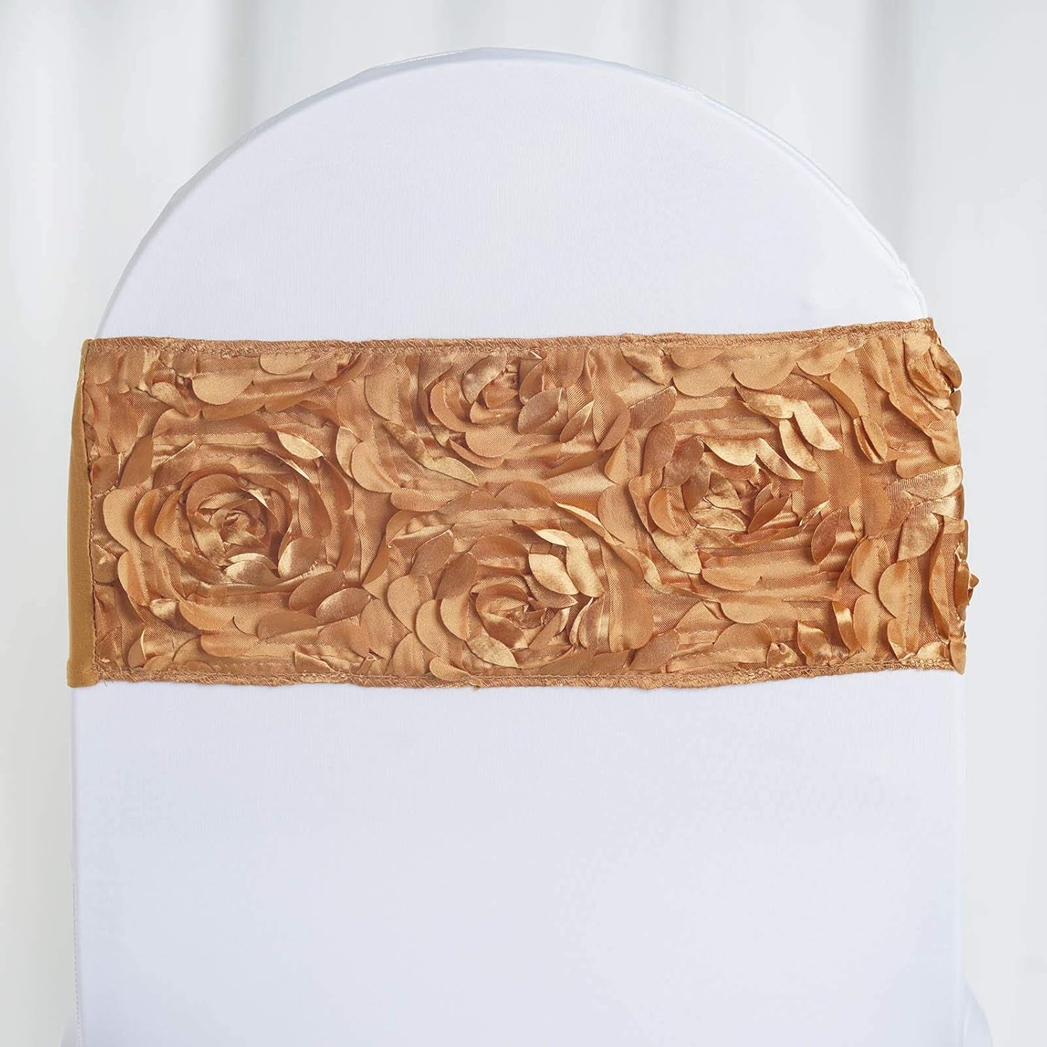 BalsaCircle 10 Gold Satin Rosettes Chair Sashes - Wedding Decor