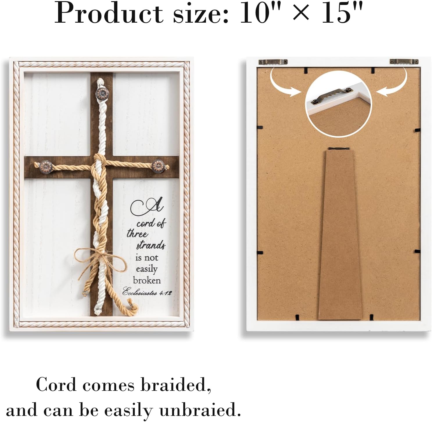 Three Strand Unity Wedding Cross Sign 10x15in