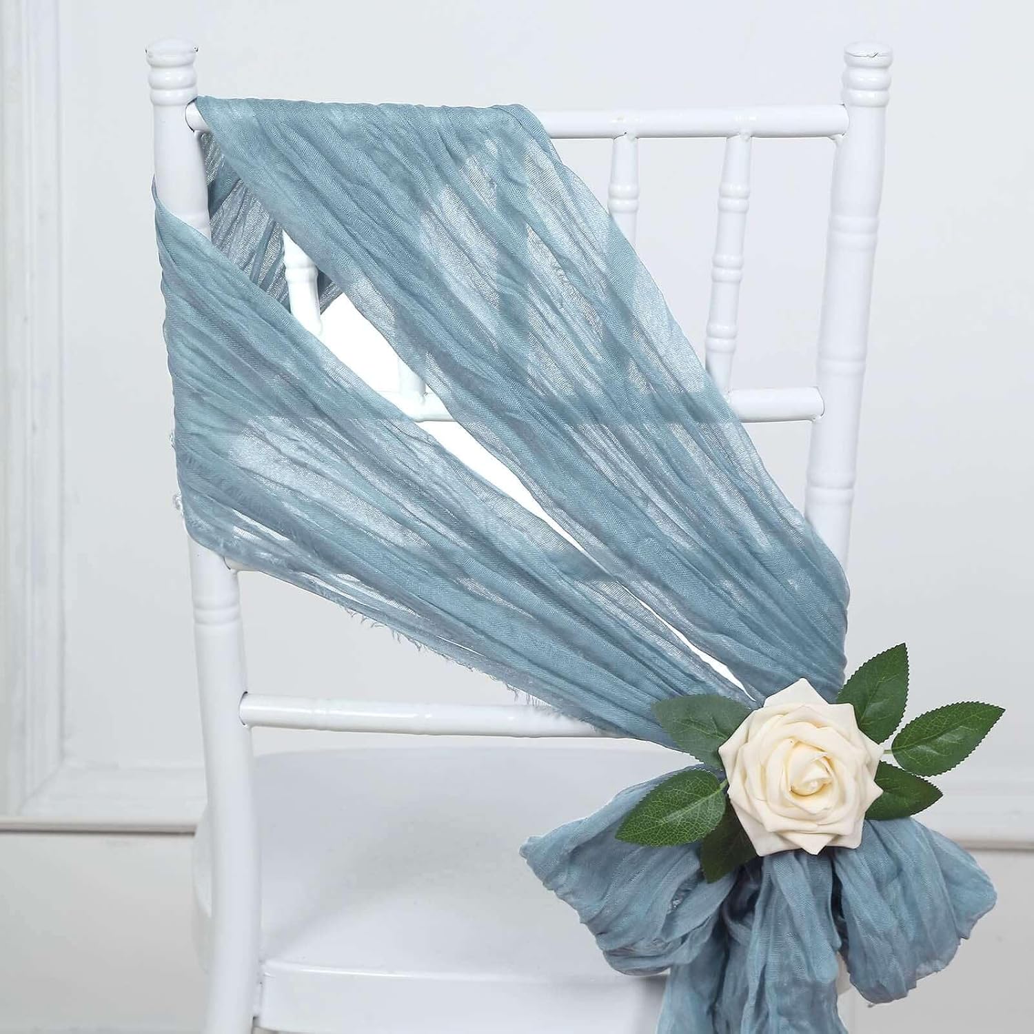 Efavormart 5 Pack Dusty Blue Gauze Chair Sashes
