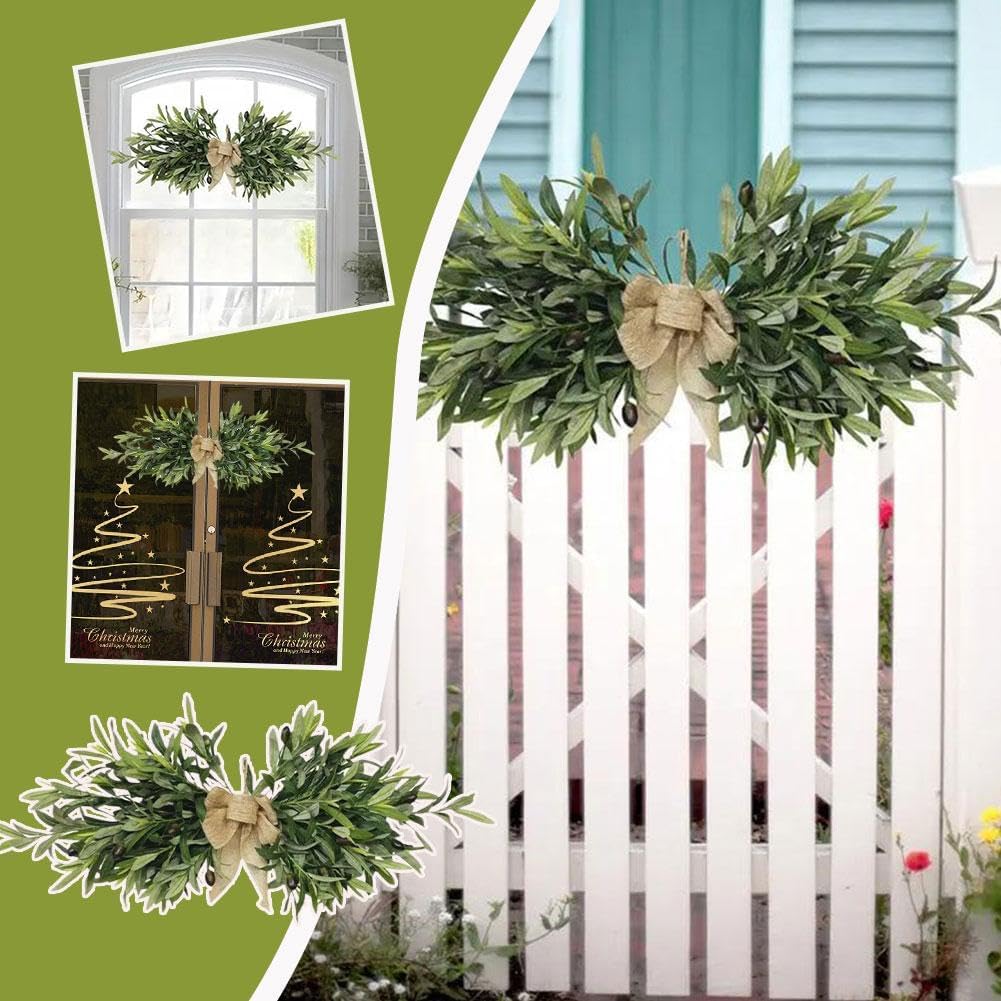 24 Inch Floral Swag with Green Leaves and Bow