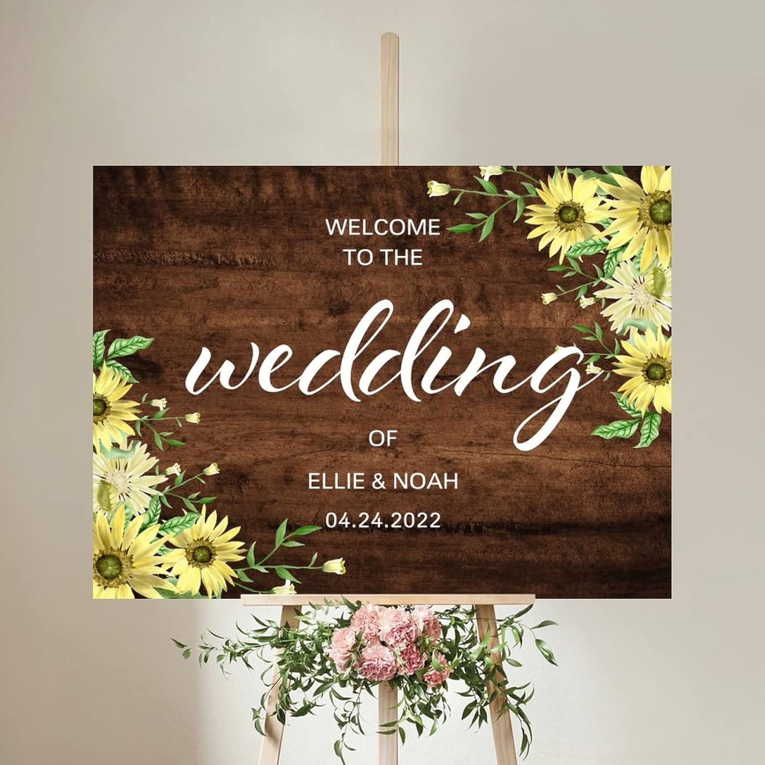 Customizable Wedding Welcome Sign Brown Wood