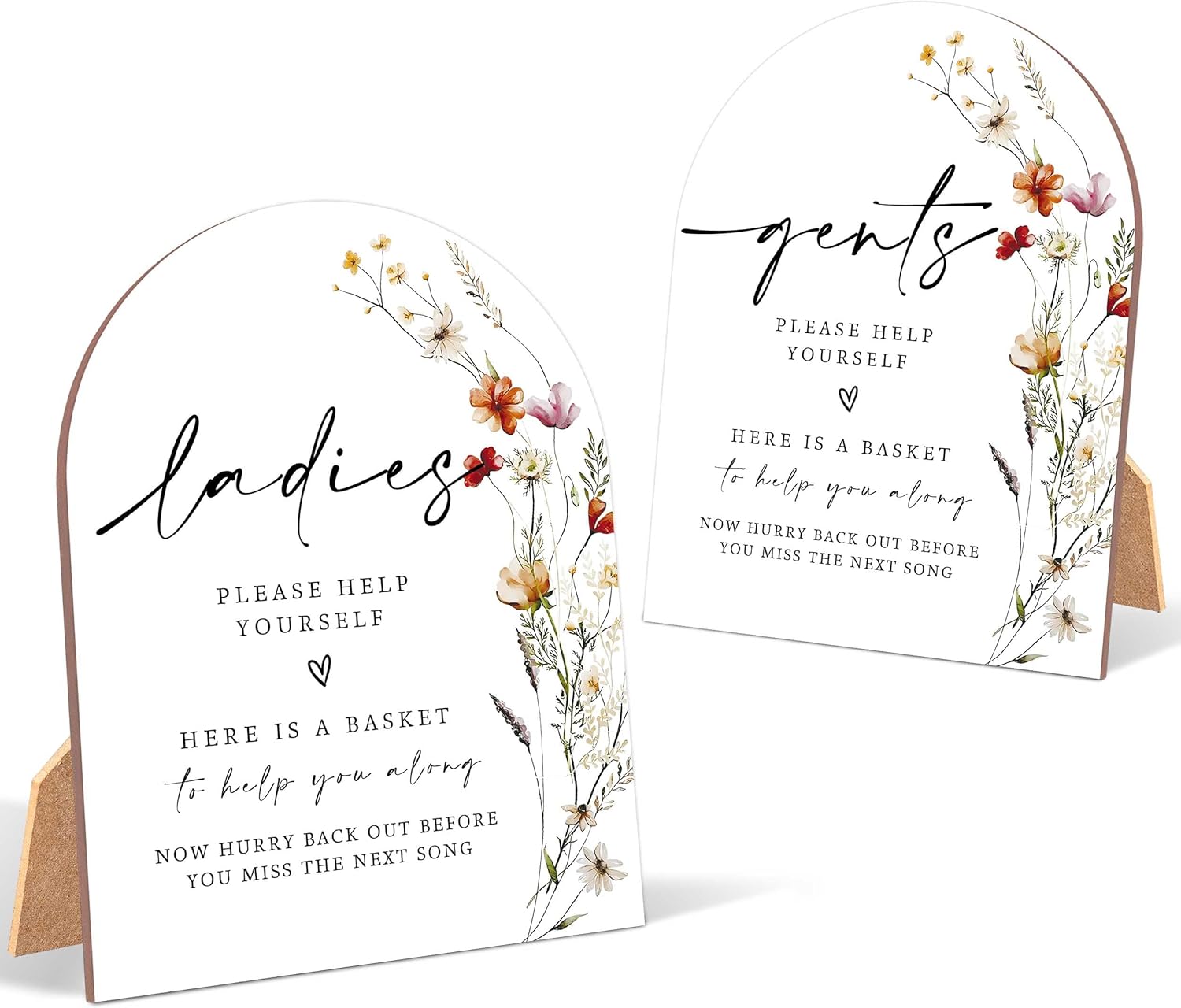 2 Pack Wildflower Bathroom Basket Wedding Signs