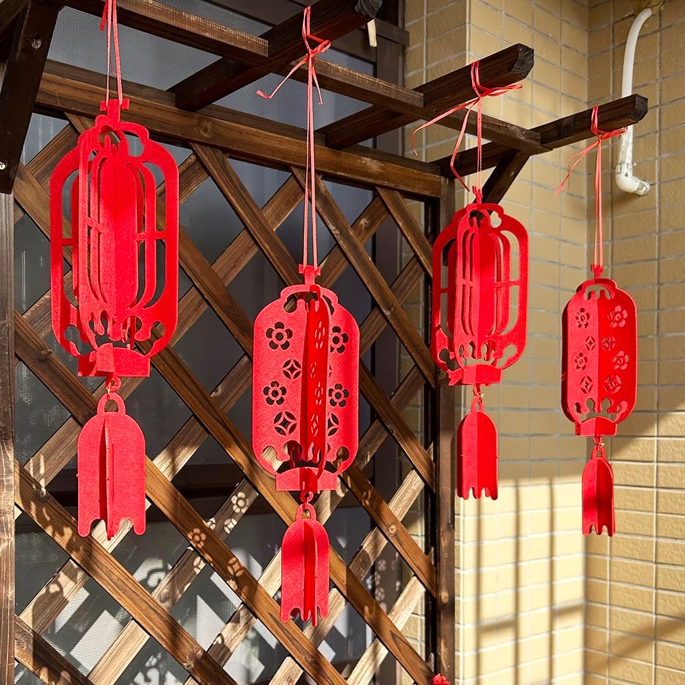 4PCS 17inch Red Lanterns for Chinese New Year Decorations