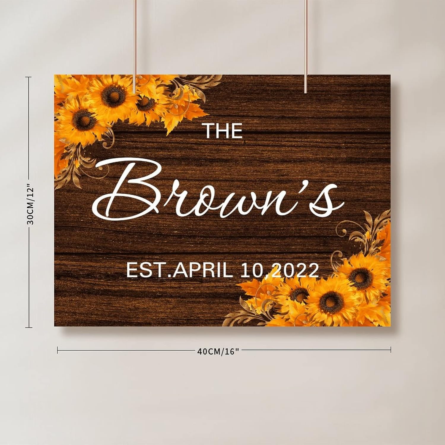 Custom Wedding Welcome Sign with Sunflowers 12x16 Inch