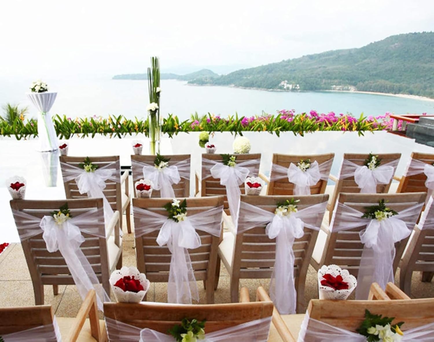 Tosnail 30 Pack White Organza Chair Sashes