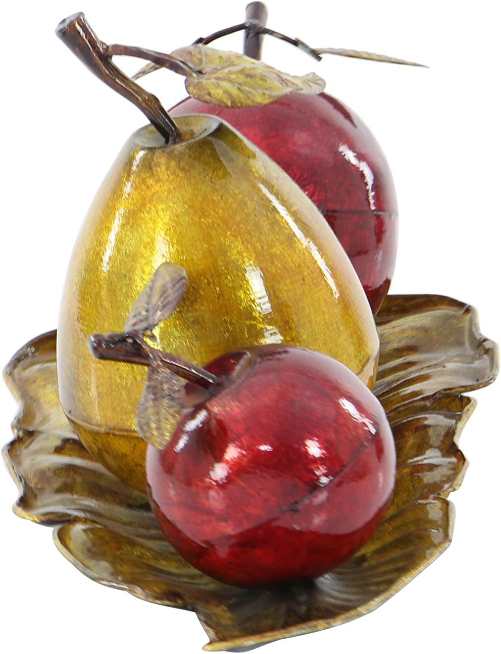 Deco 79 Red Iron Metal Fruit Statue with Platter
