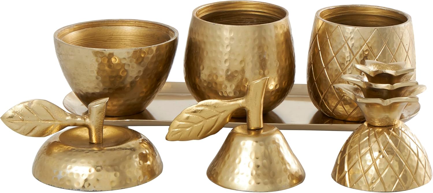 Deco 79 Gold Aluminum Decorative Jars Set