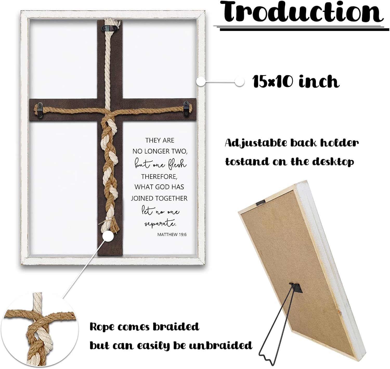Matthew 196 Wedding Unity Cross Wall Decor White