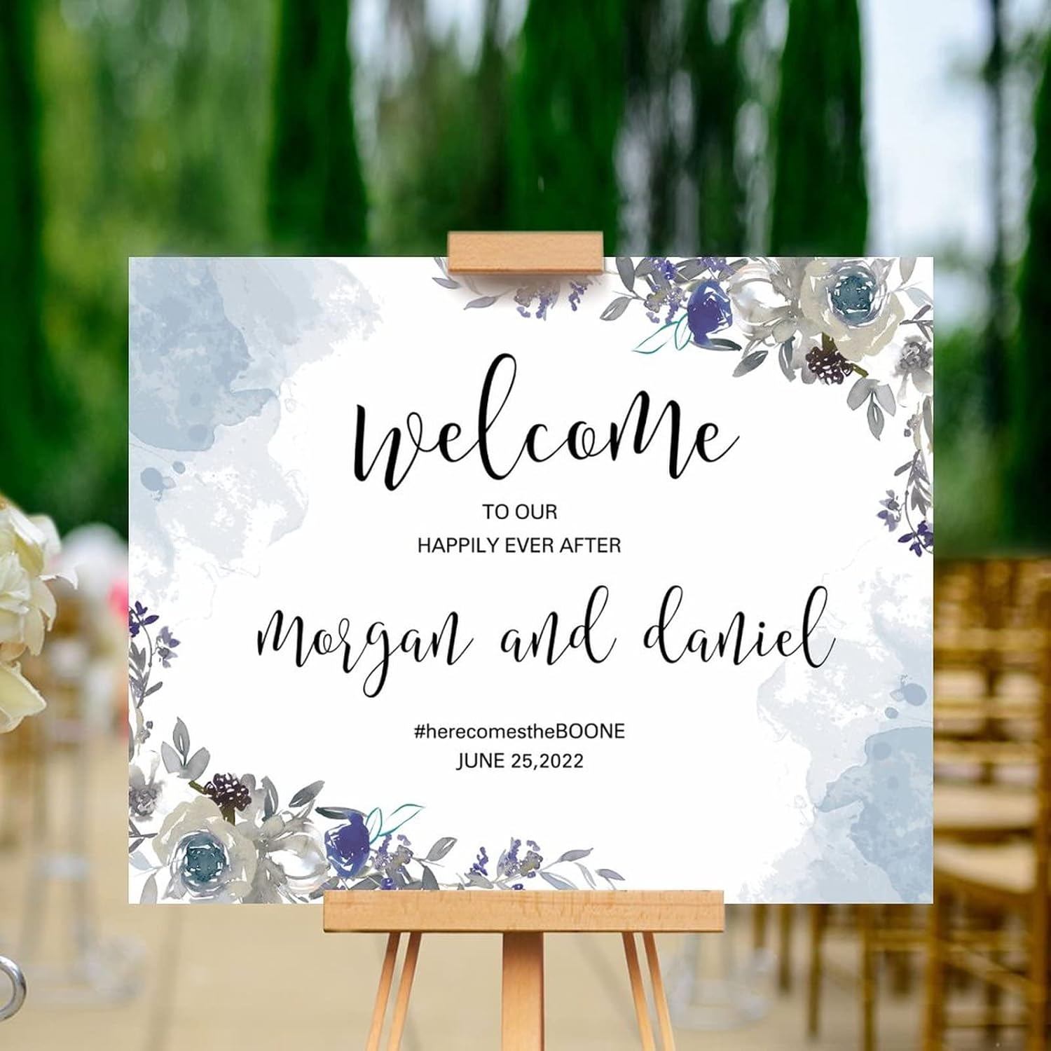 Alioyoit Elegant Rustic Wooden Wedding Welcome Sign