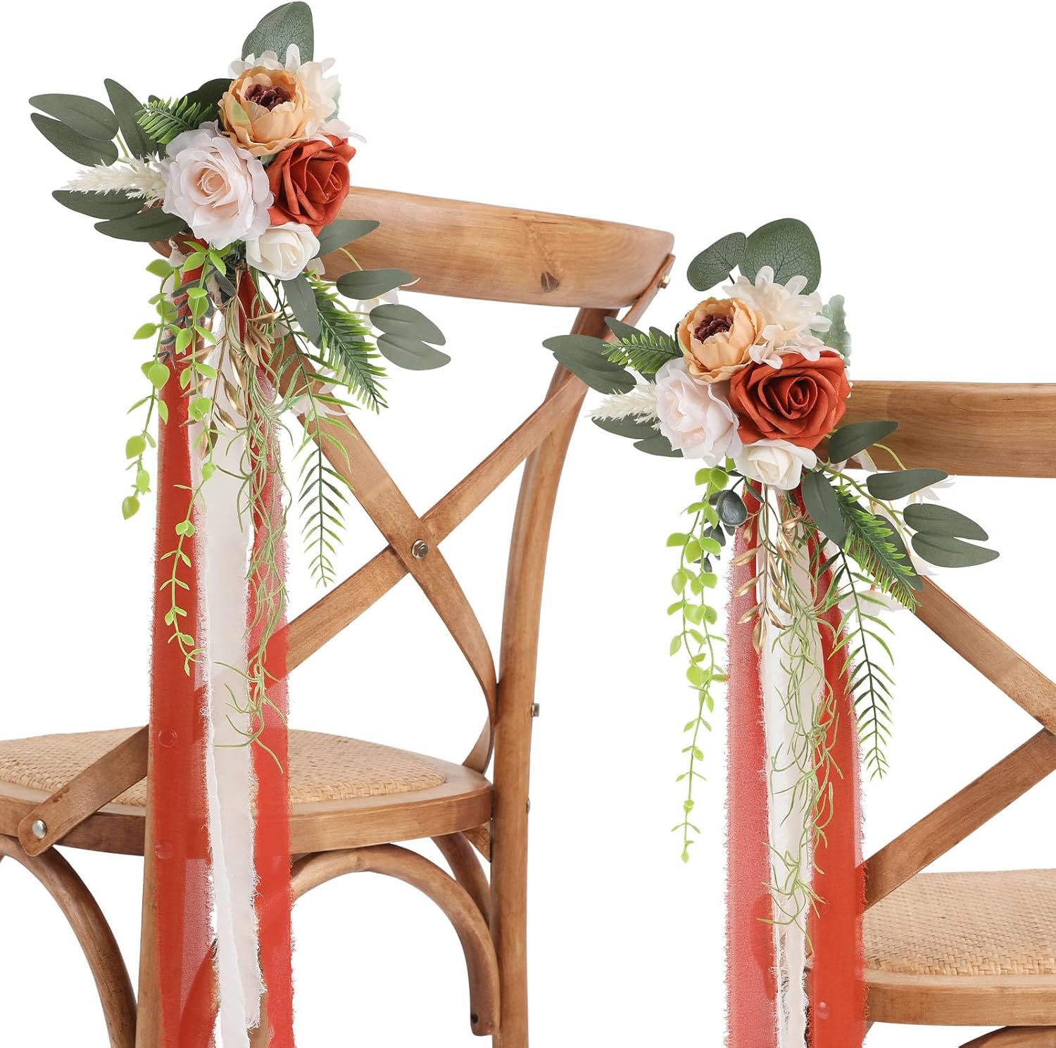 Senseya Wedding Chair Back Flower Decorations Set of 8