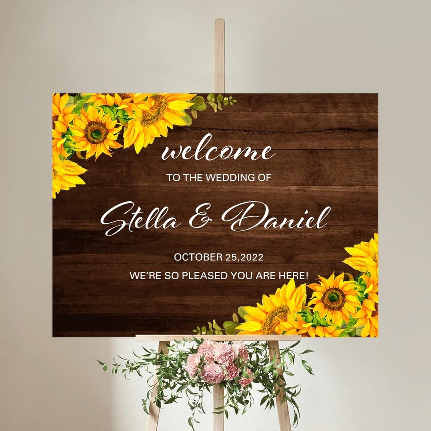 Alioyoit Wedding Welcome Sign Sunflowers 12x16 Inch 1