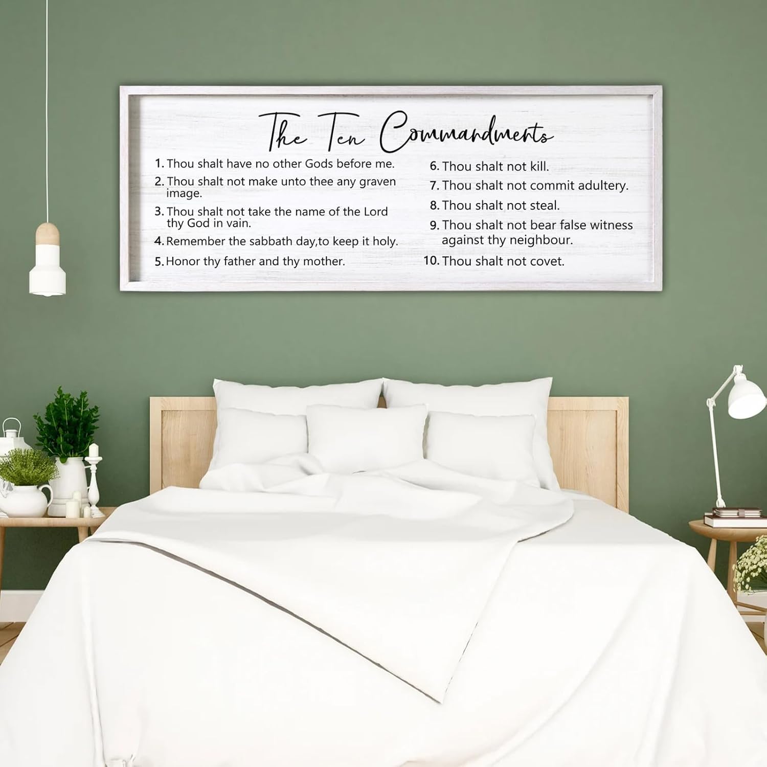 Homuvdok Ten Commandments Framed Wall Art 40x15