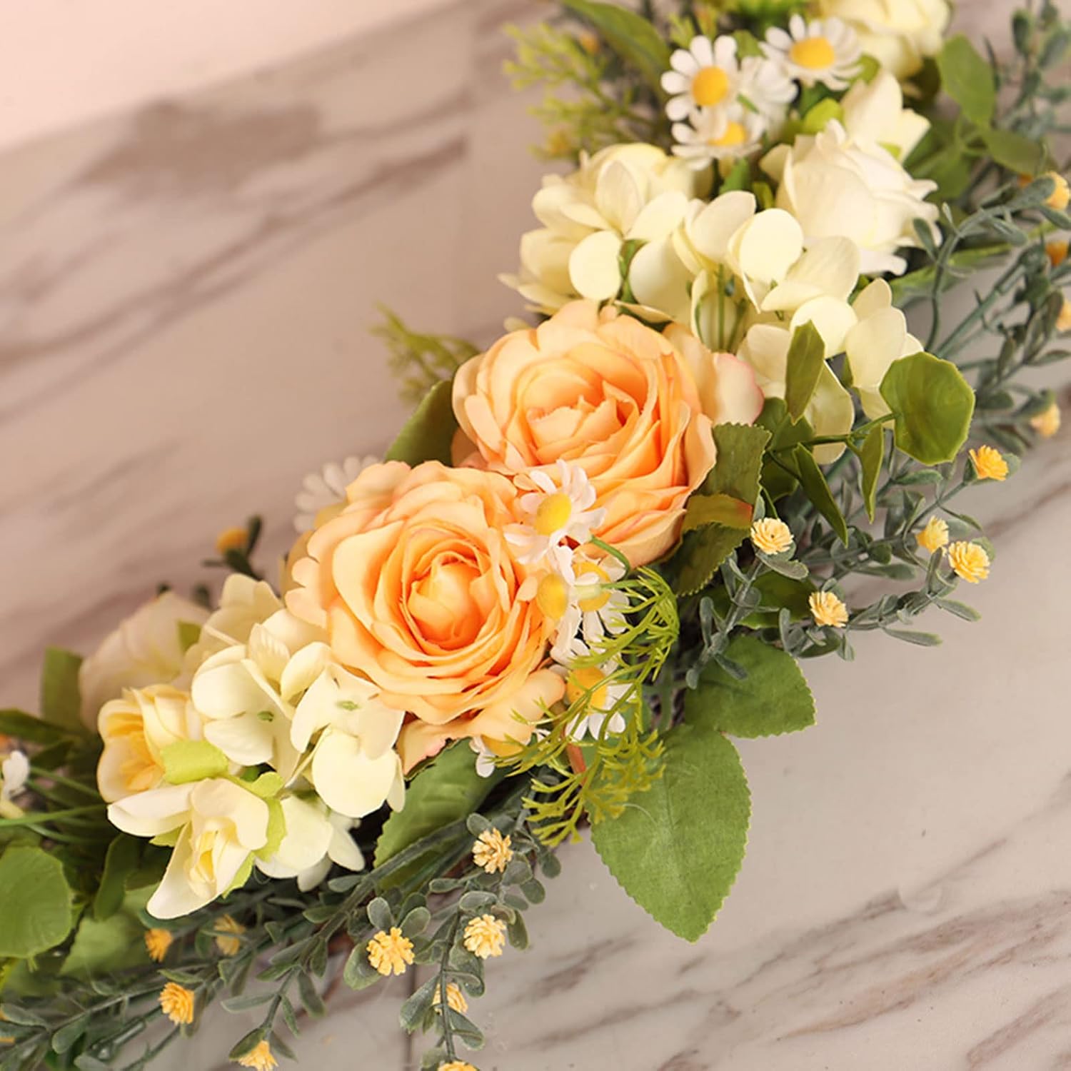 MOTUZP Artificial Rose Flower Swag 177In Arch Decor