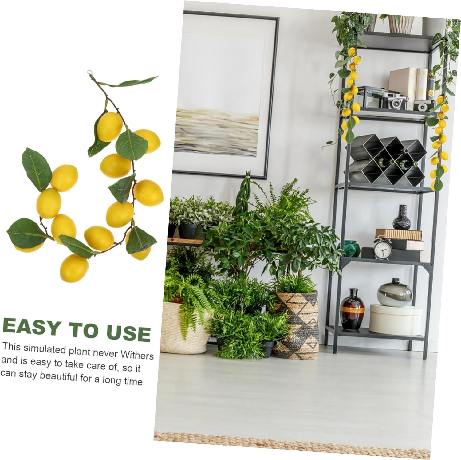 VOSAREA 1pc Lifelike Lemon Rattan Hanging Wall Art