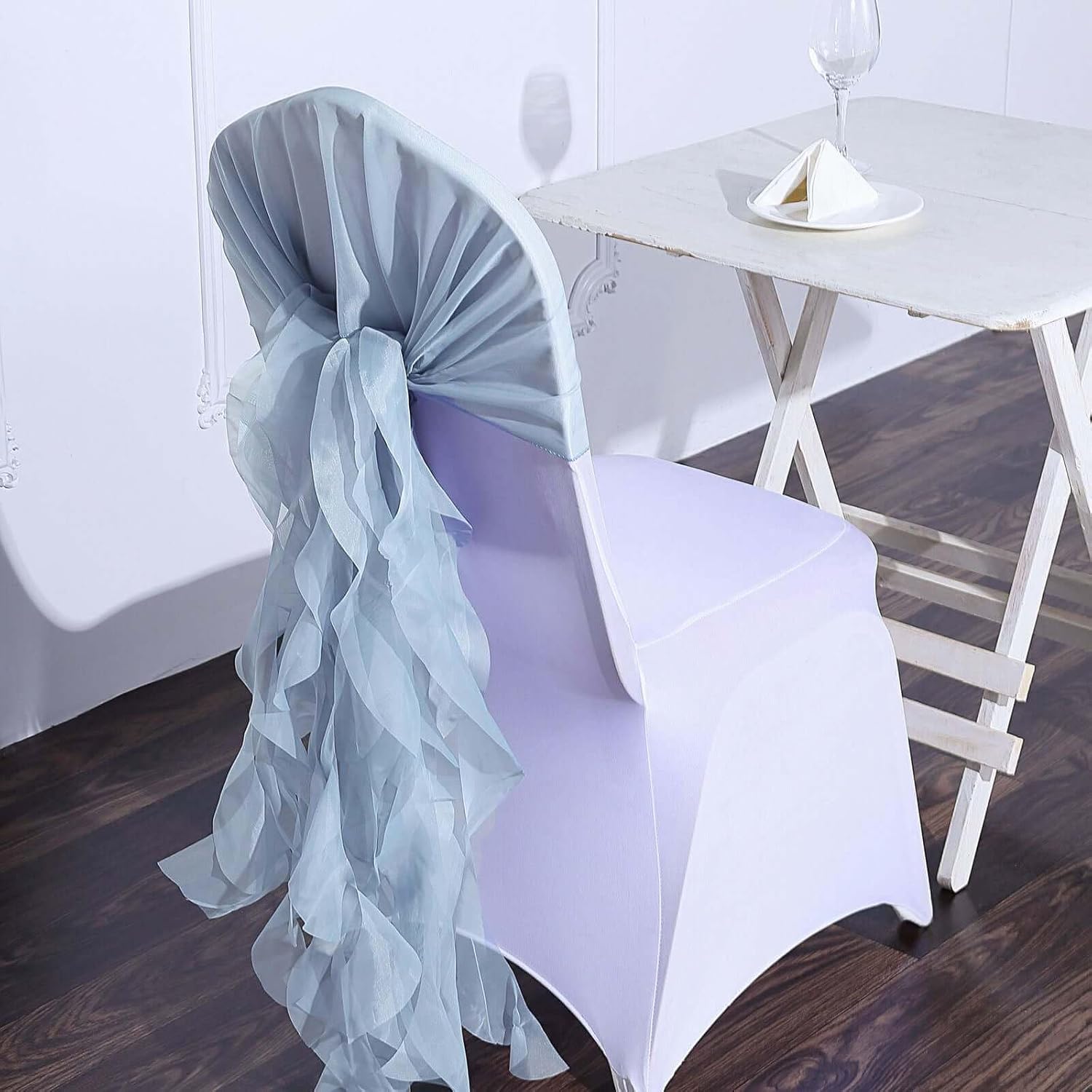 Efavormart Dusty Blue Wedding Chair Sashes Set