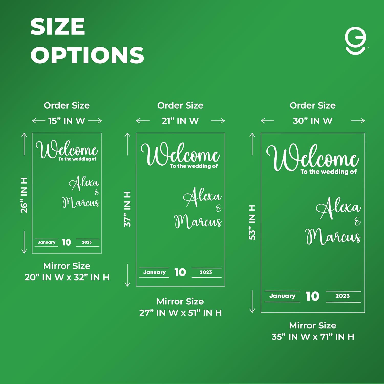 EGD Custom Wedding Mirror Welcome Sign