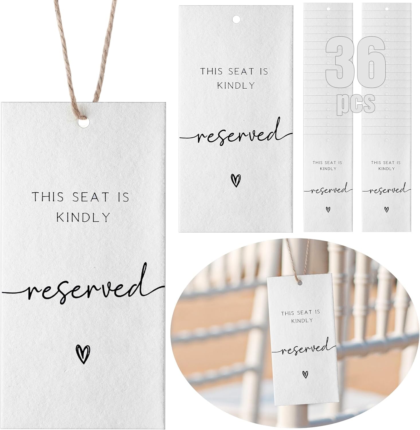 36 Pcs Reserved Seating Chair Signs for Wedding Ceremony