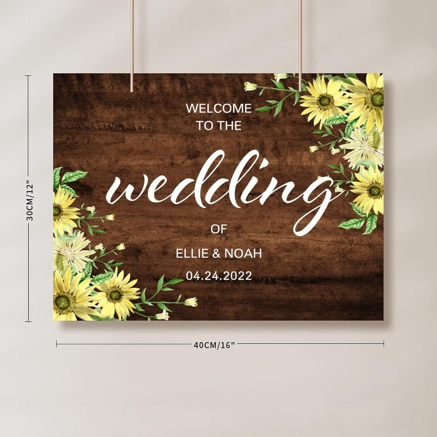 Customizable Wedding Welcome Sign Brown Wood