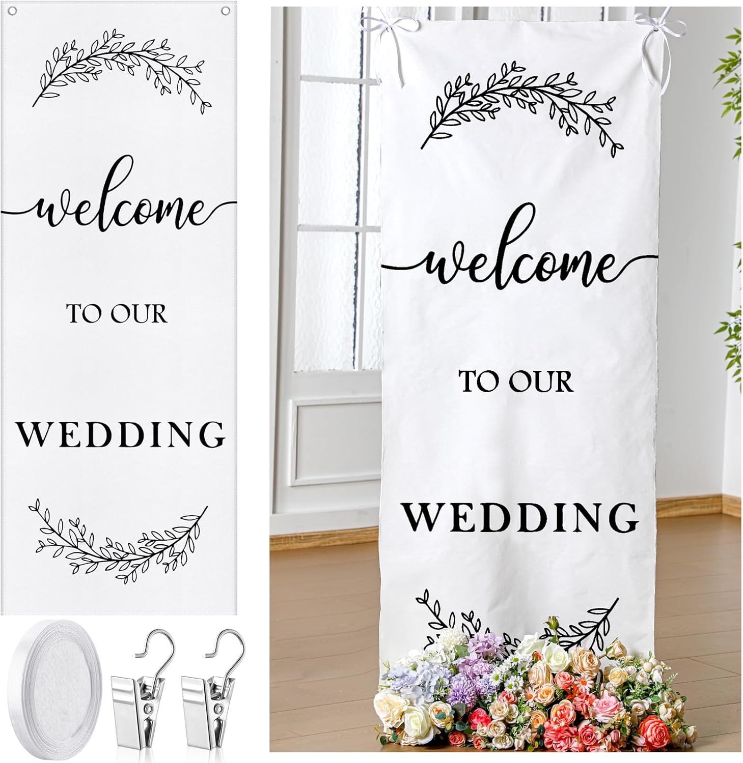 Yousoontic Rustic Wedding Welcome Sign Banner