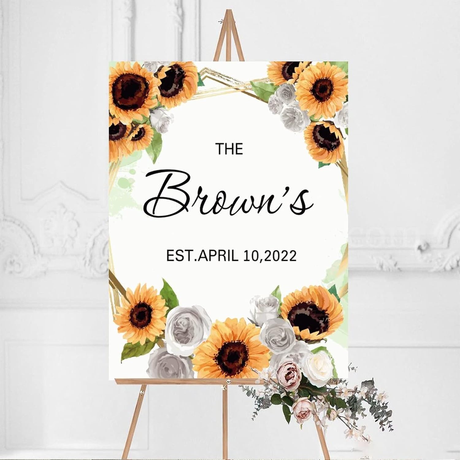 Alioyoit Wedding Welcome Sign Sunflowers 12x16 Inch