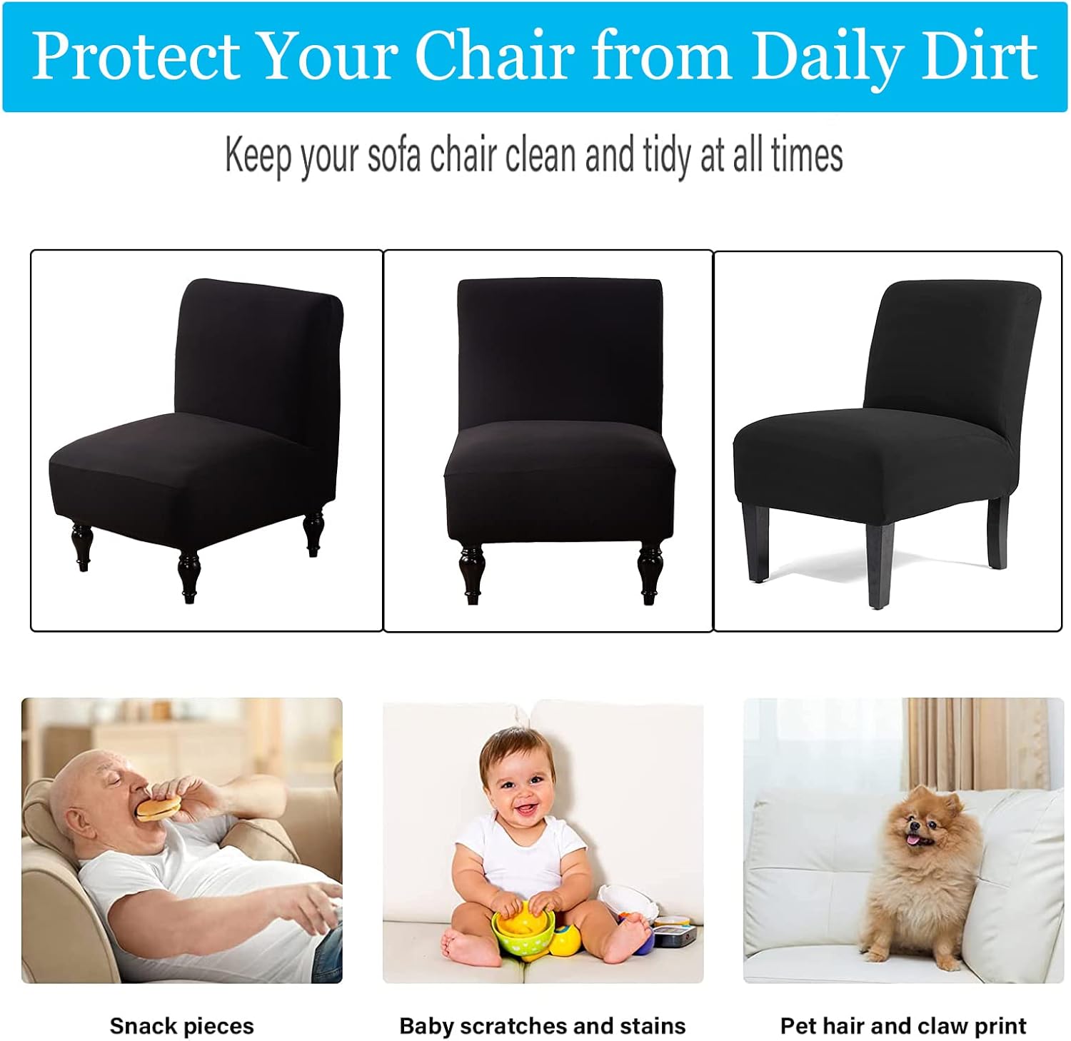 SHILINTONG Armless Chair Cover Spandex Jacquard