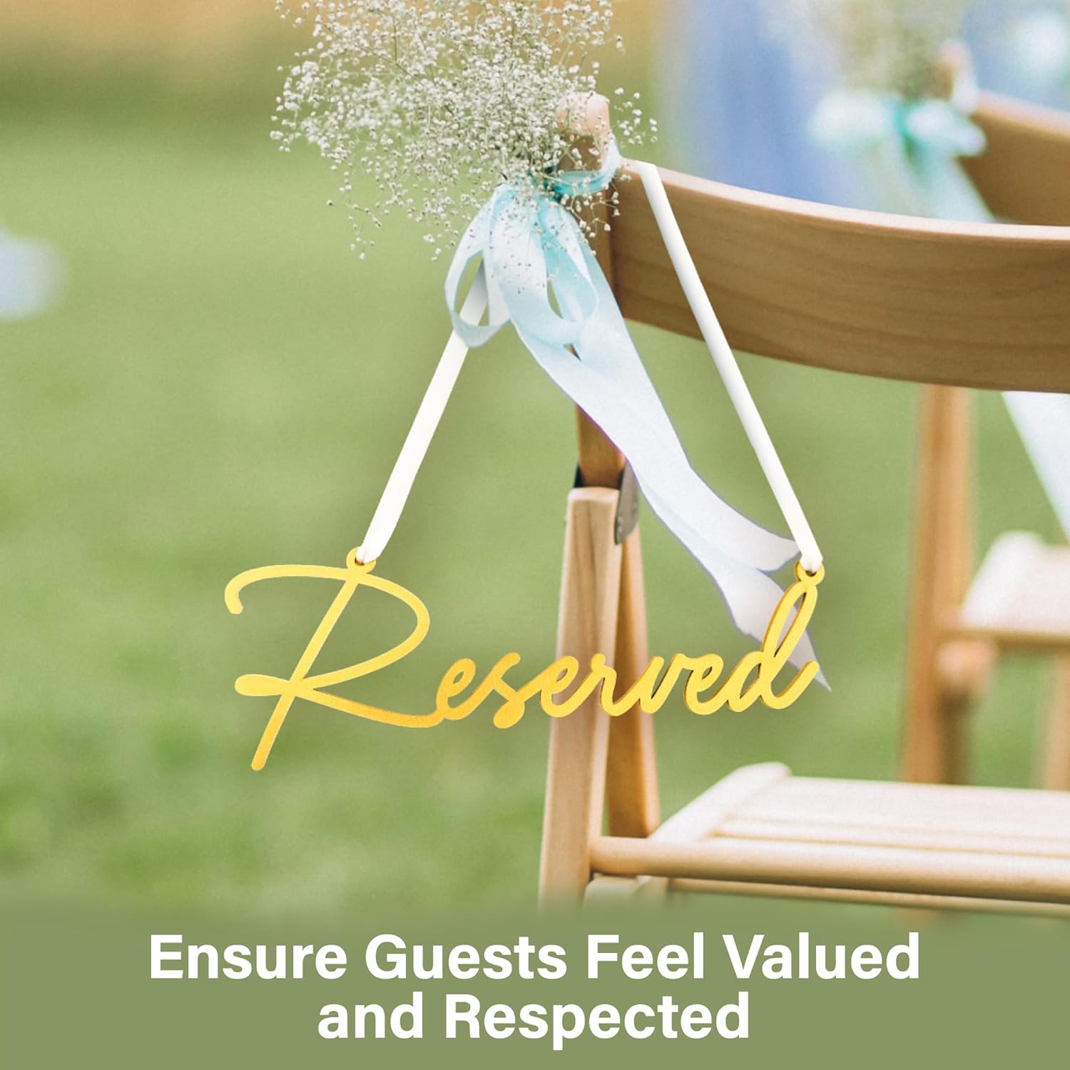 Gold Reserved Seating Signs - 6Pcs for Wedding Chairs and Pews