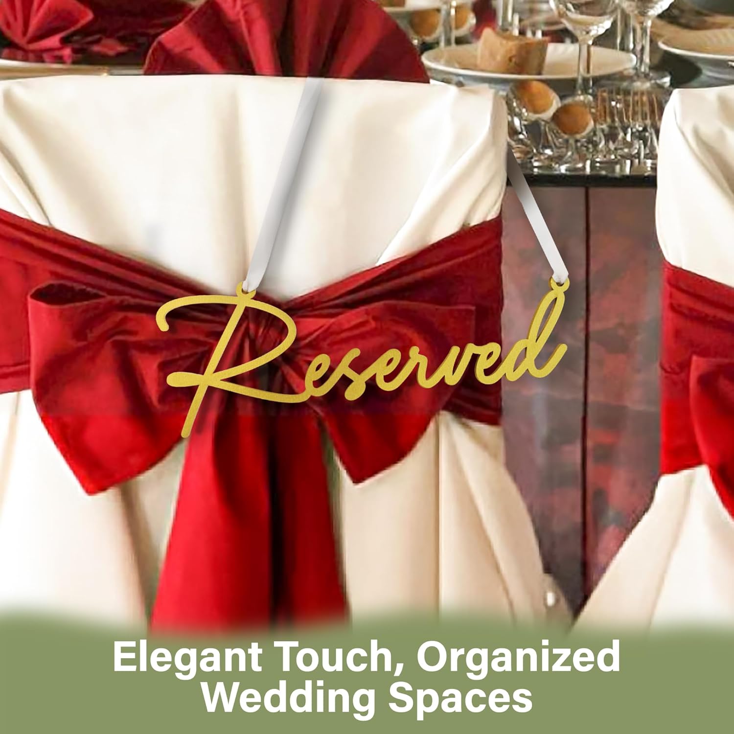 Gold Reserved Seating Signs - 6Pcs for Wedding Chairs and Pews