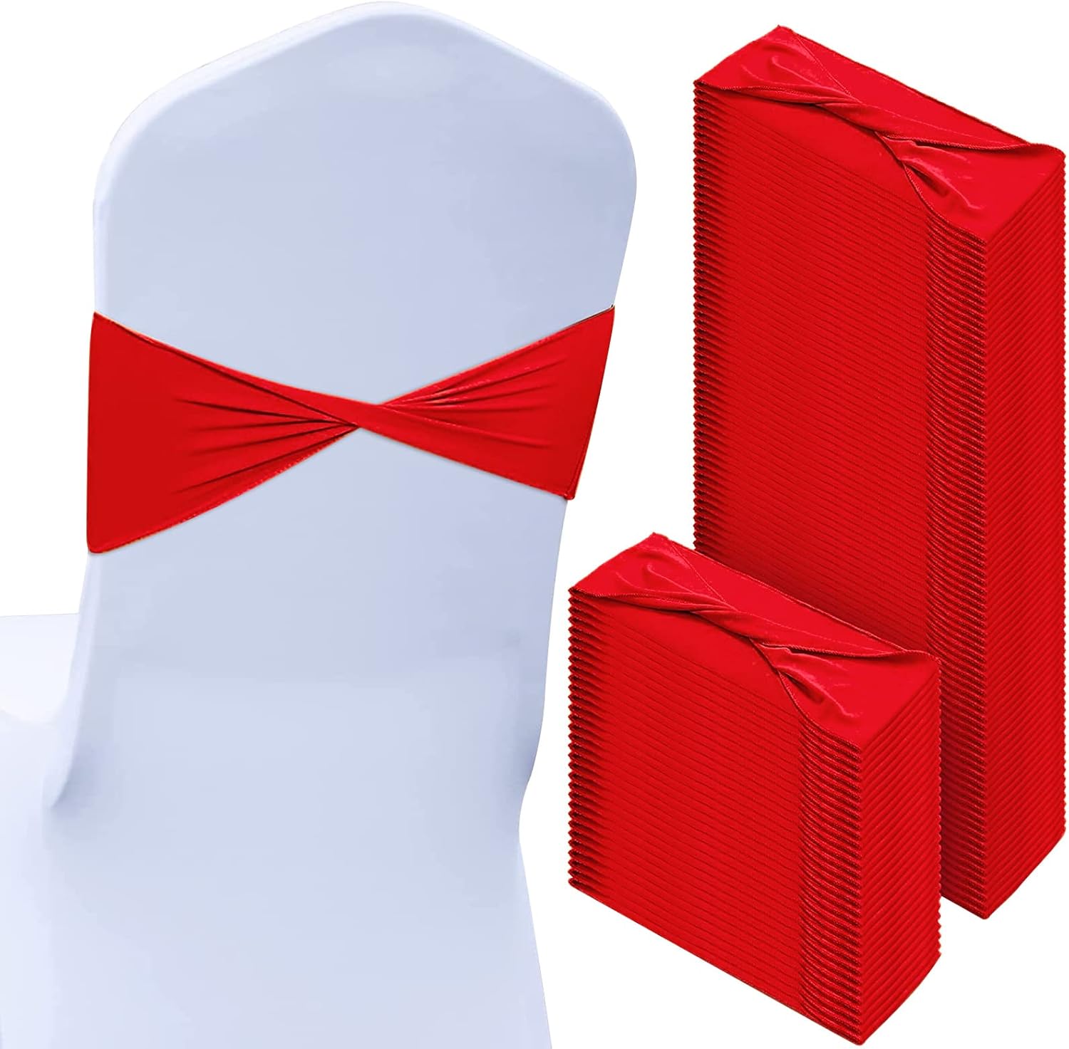 Kinlop 150 Pcs Stretch Chair Sashes Red