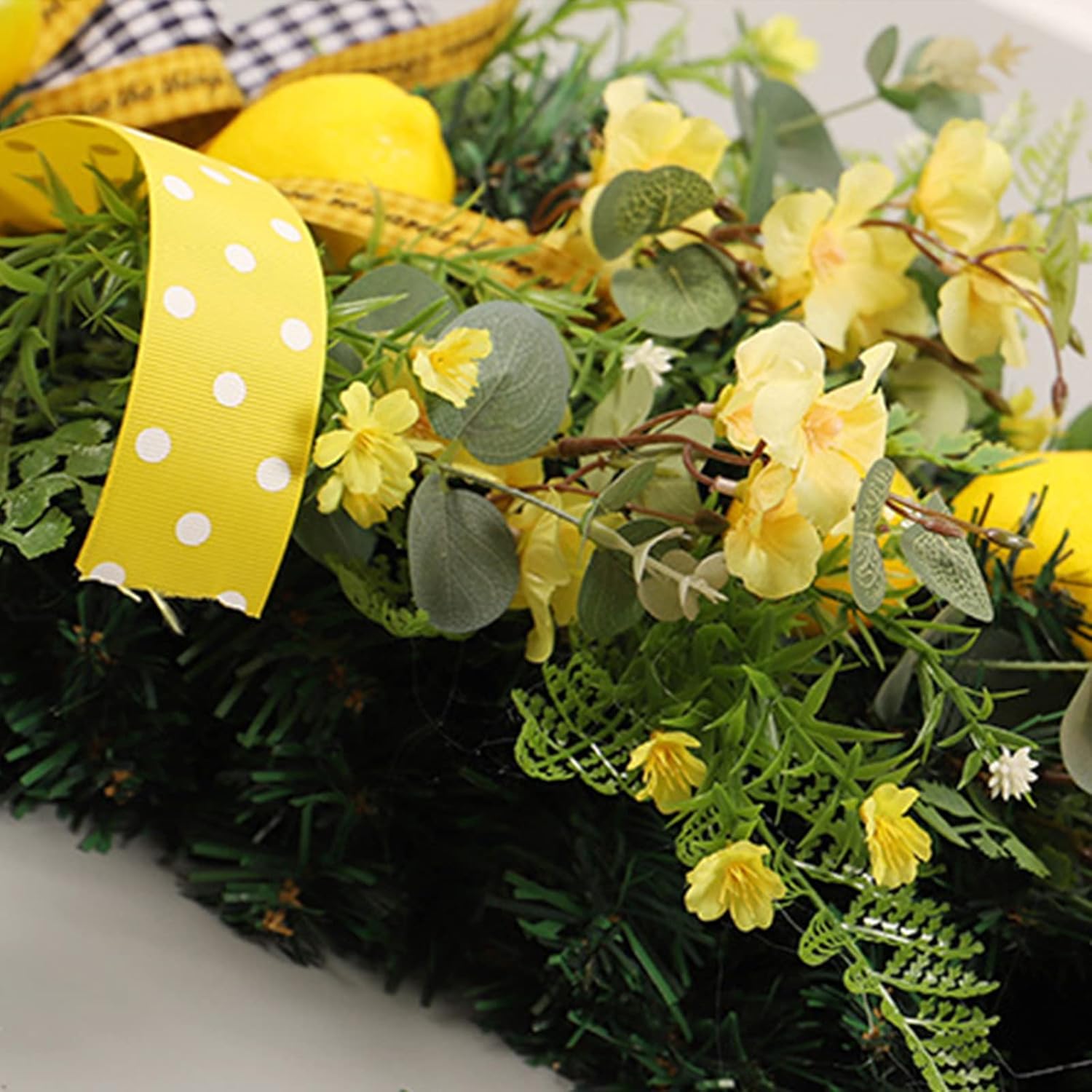275 Inch Artificial Lemon Teardrop Wall Wreath