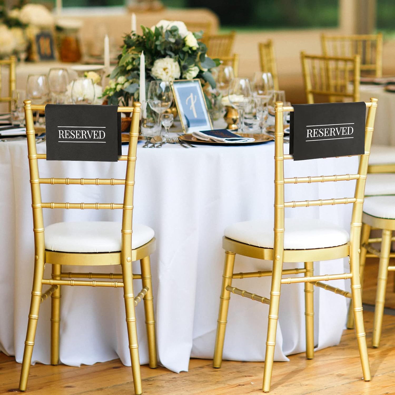 Buryeah Reserved Signs 12pcs Black White Wedding Party Church Pew Seating Placeholders