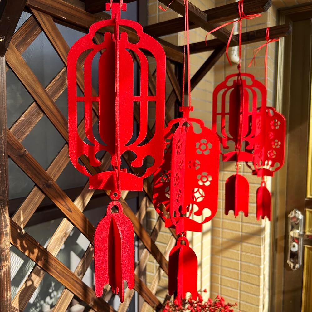 4PCS 17inch Red Lanterns for Chinese New Year Decorations