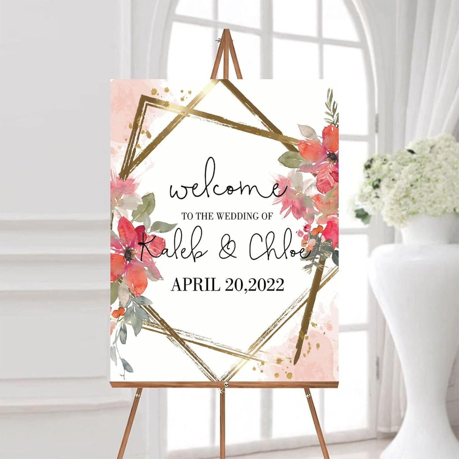Alioyoit Personalized Wood Wedding Welcome Sign 12x16 Inch