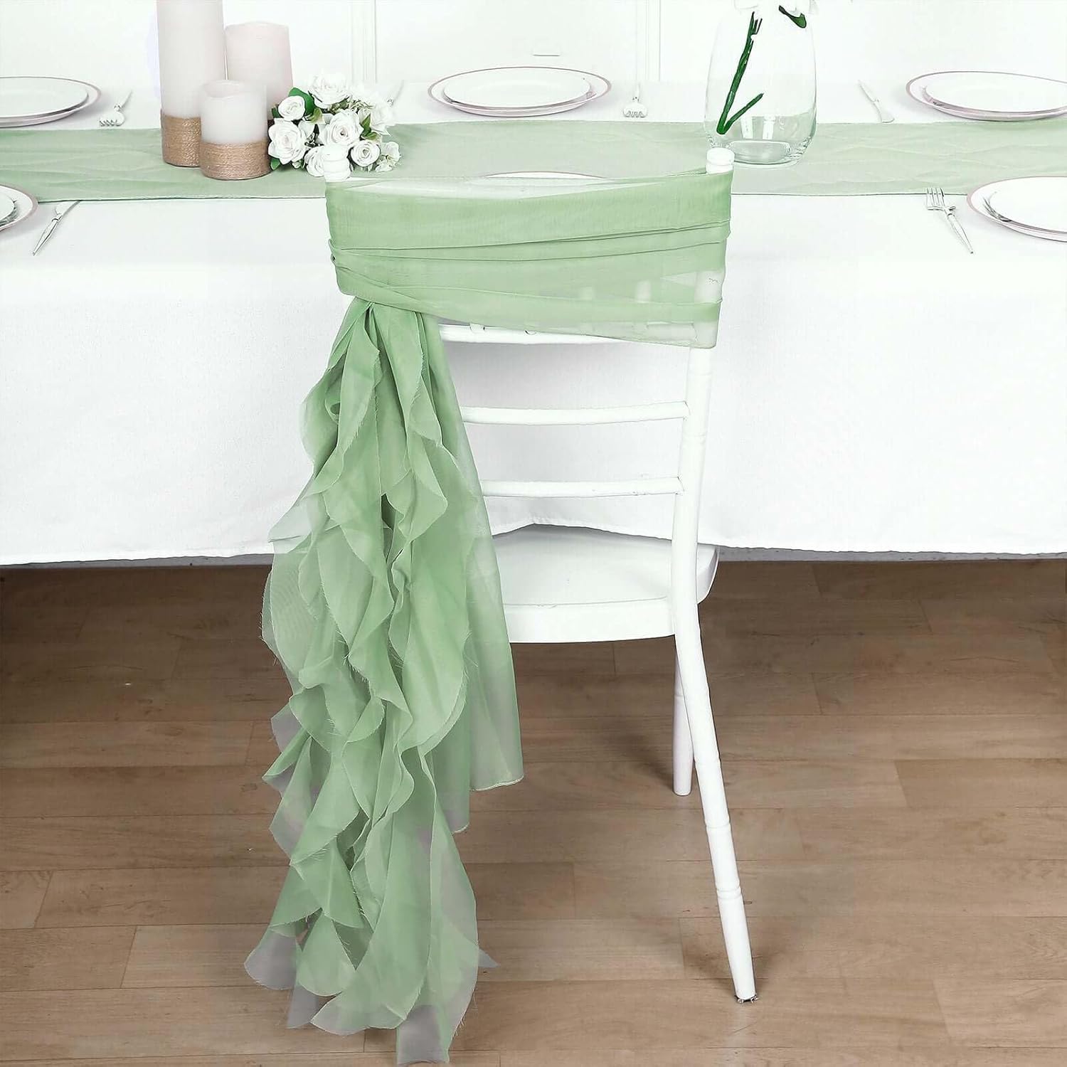 Efavormart Premium Wedding Chair Sash Set Sage Green