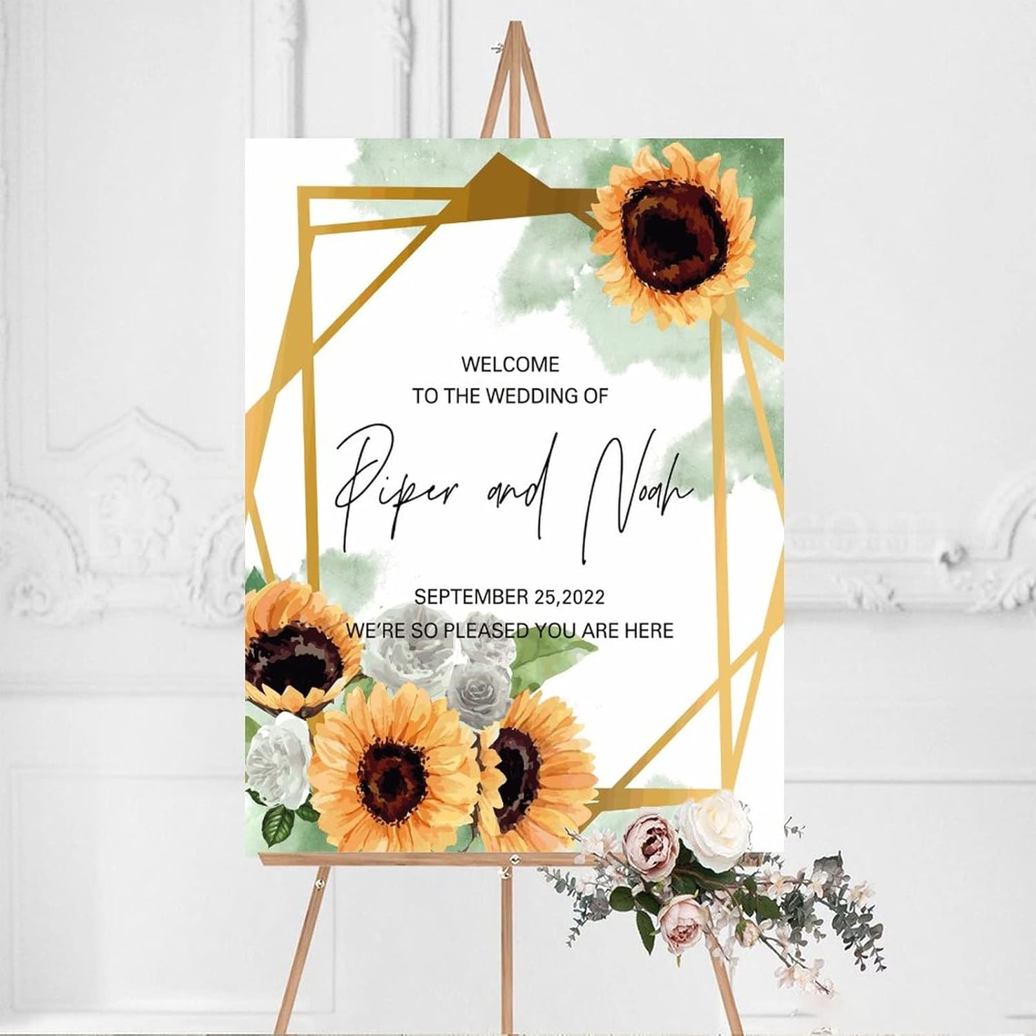 Alioyoit Wedding Welcome Sign with Sunflower Design