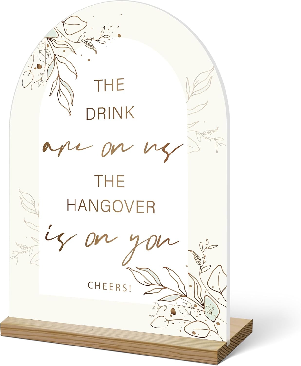 Wedding Bar Sign With Wood Base - 8x11 Acrylic