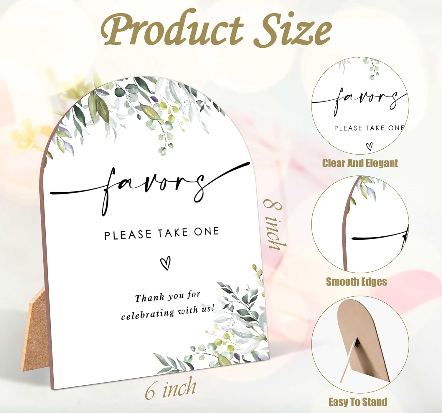 Greenery Wedding Favor Sign with Stand