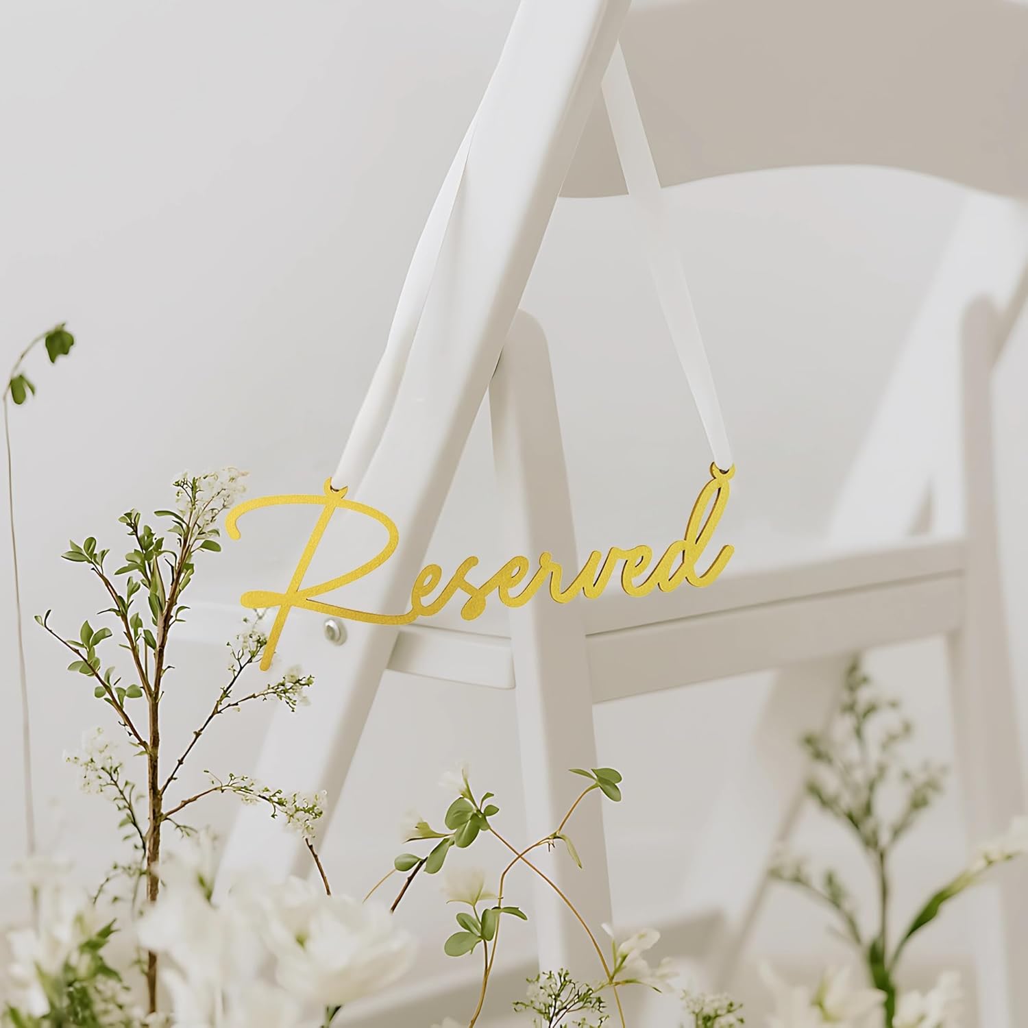 Gold Reserved Seating Signs - 6Pcs for Wedding Chairs and Pews