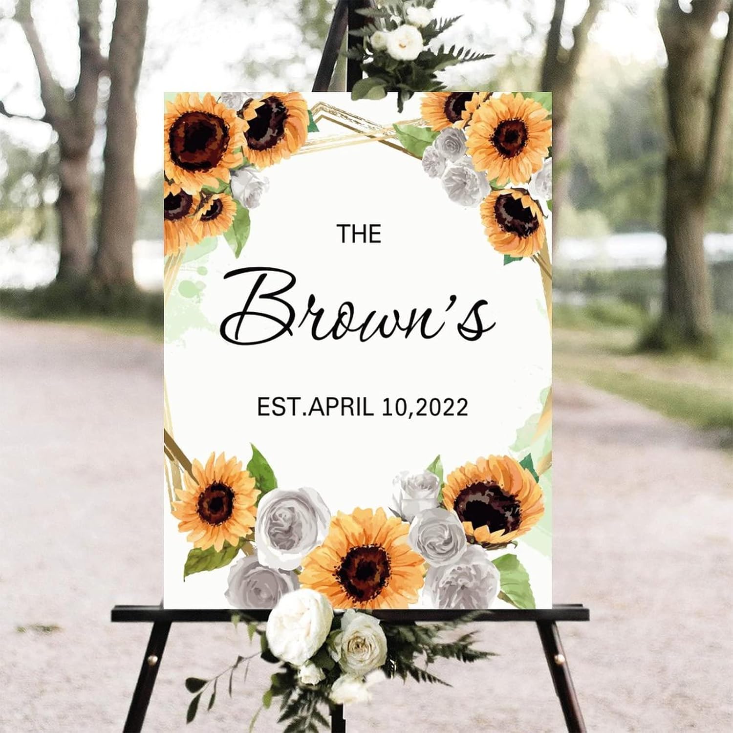 Alioyoit Wedding Welcome Sign Sunflowers 12x16 Inch
