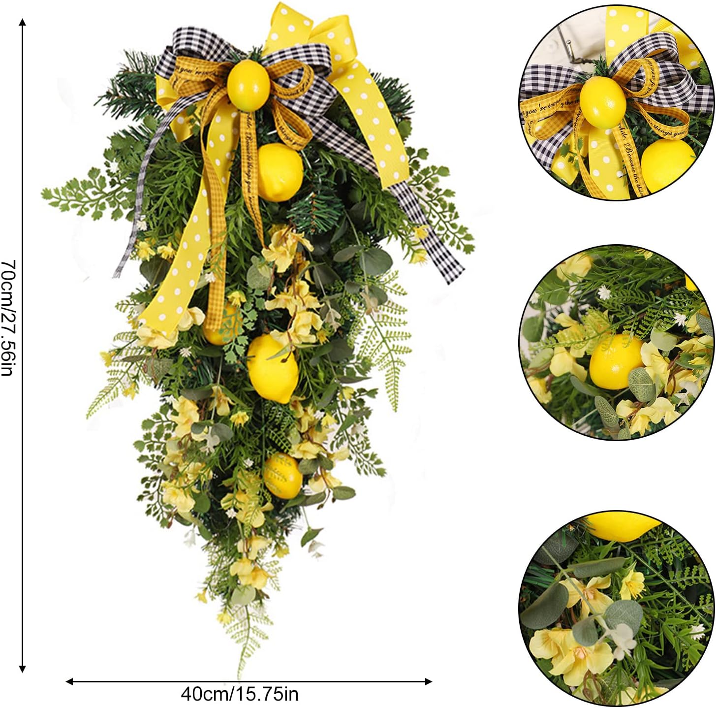 275 Inch Artificial Lemon Teardrop Wall Wreath