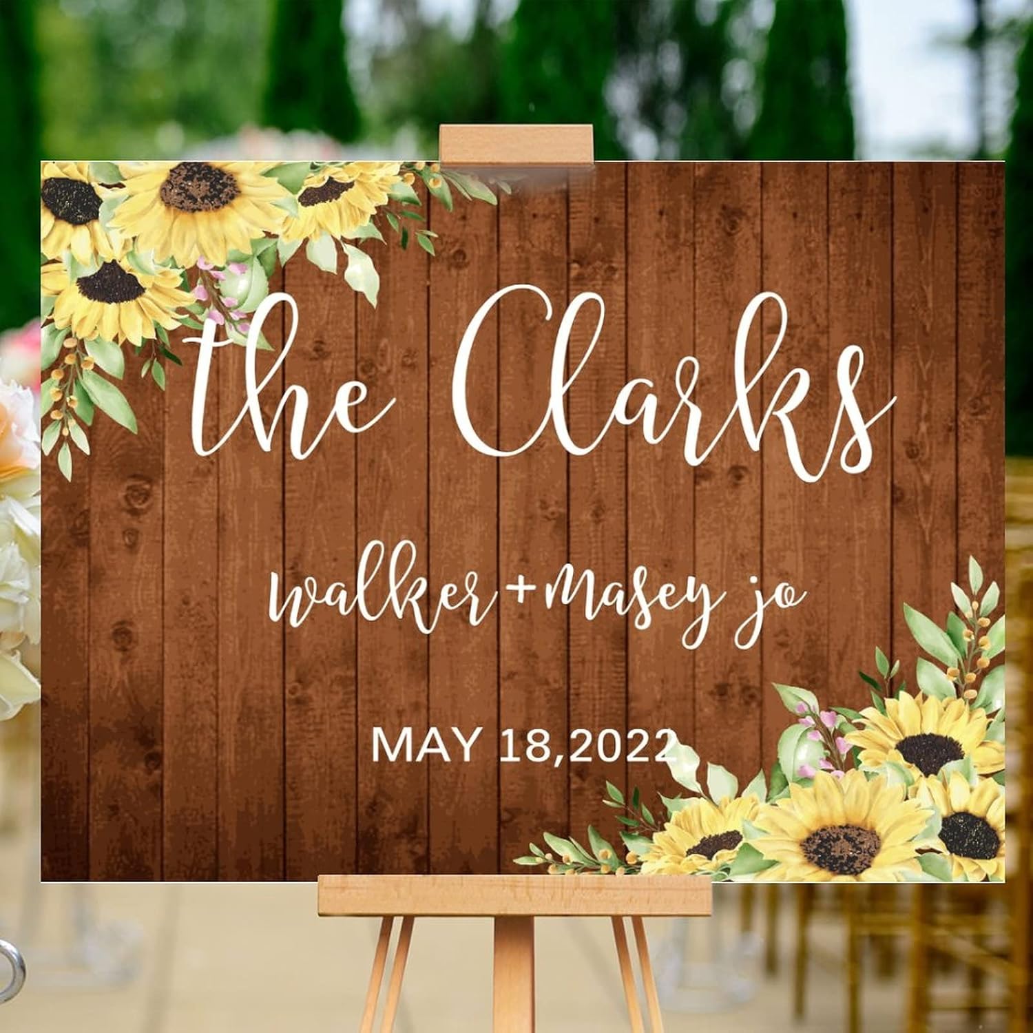 Personalized Wedding Welcome Sign Brown Wood 12x16 Inch