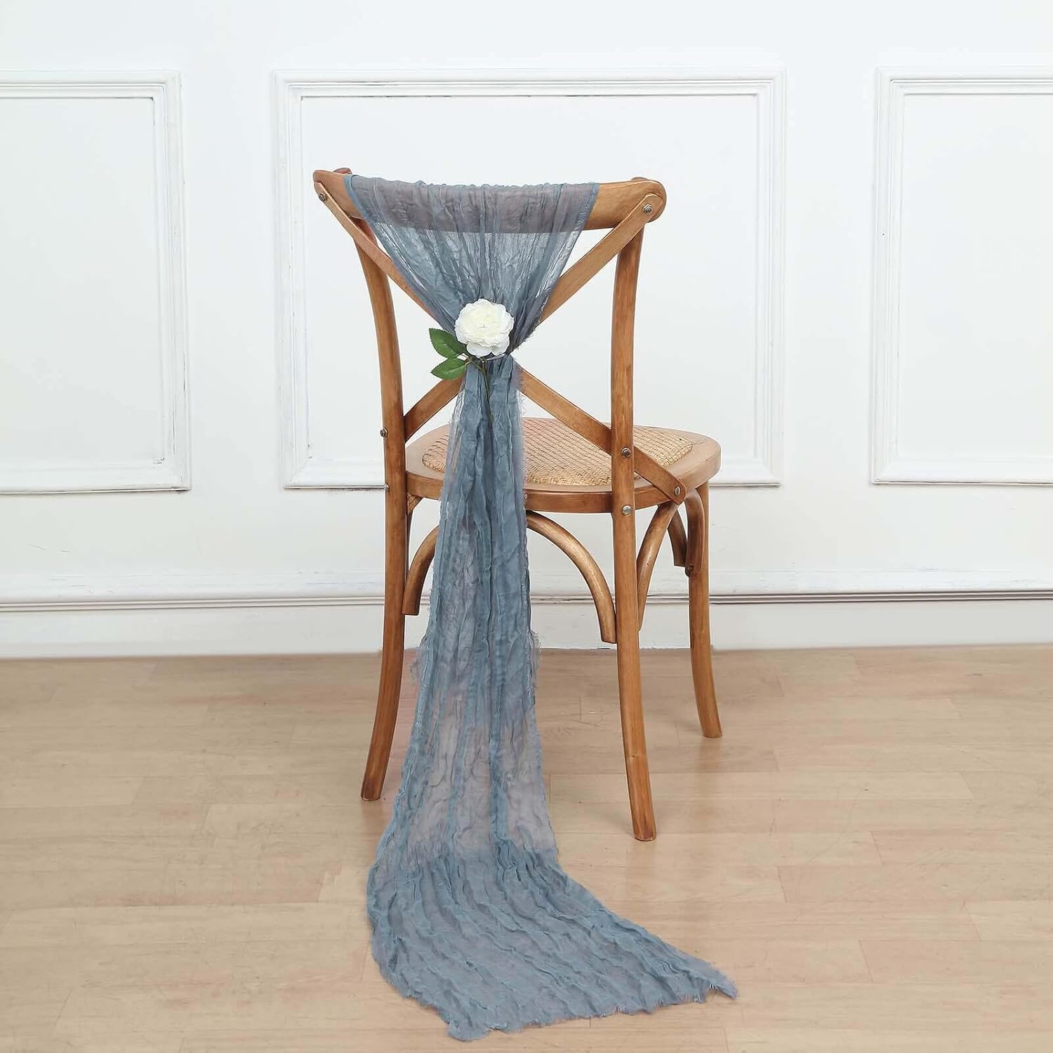 Efavormart 5 Pack Dusty Blue Gauze Chair Sashes