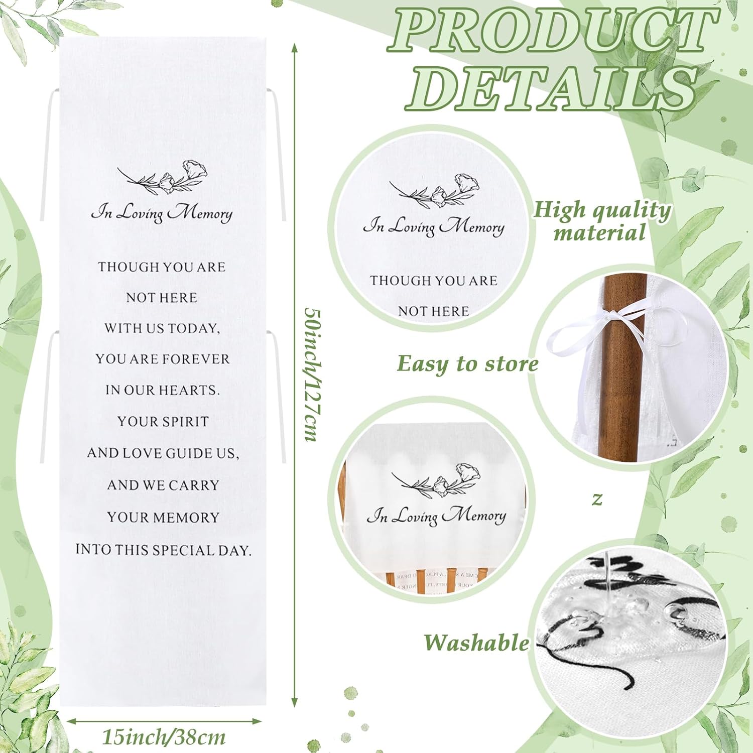 Loving Memory Wedding Chair Sign Banner - Reserved Seat for Someone Special