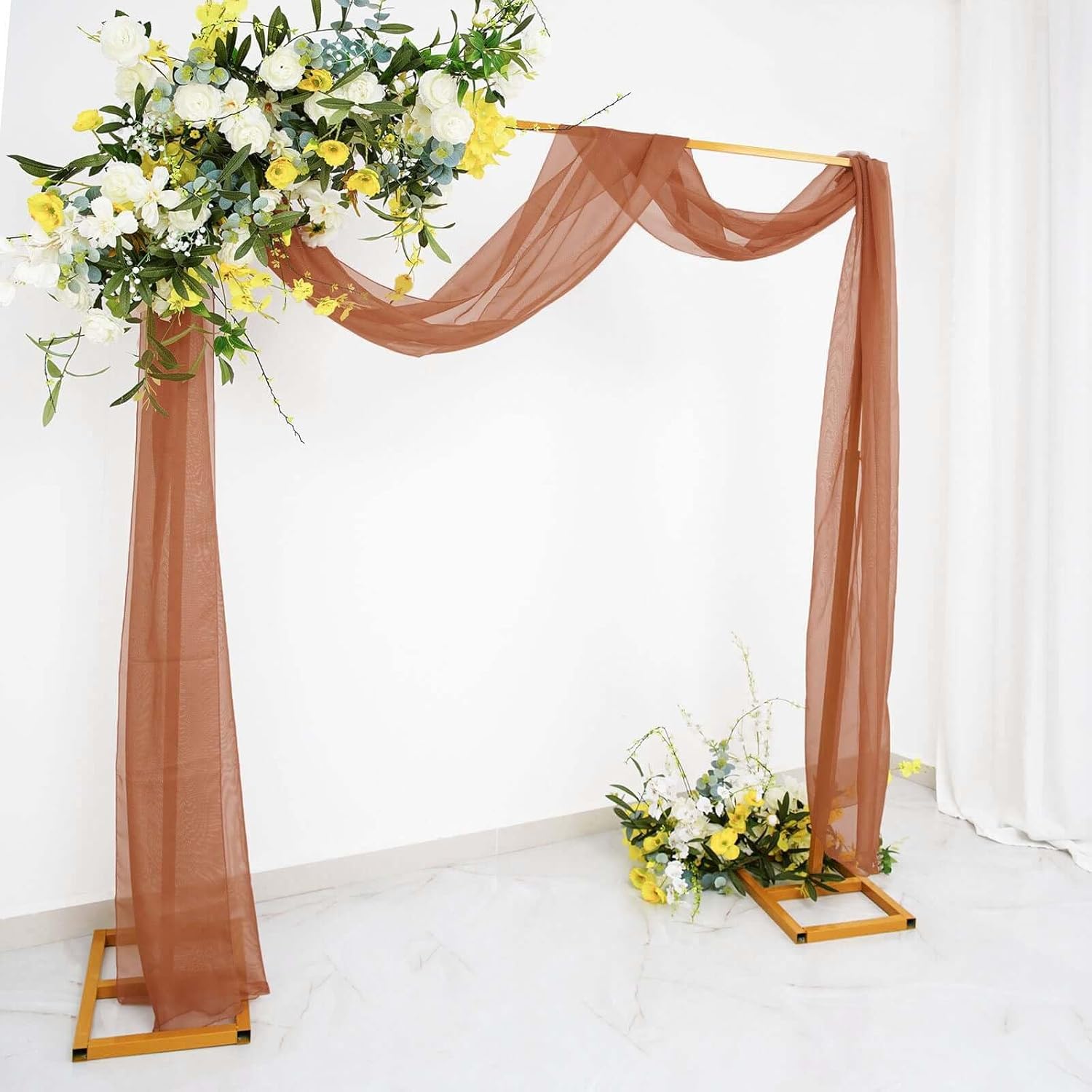 Efavormart 18 Ft Terracotta Sheer Organza Curtain Panels