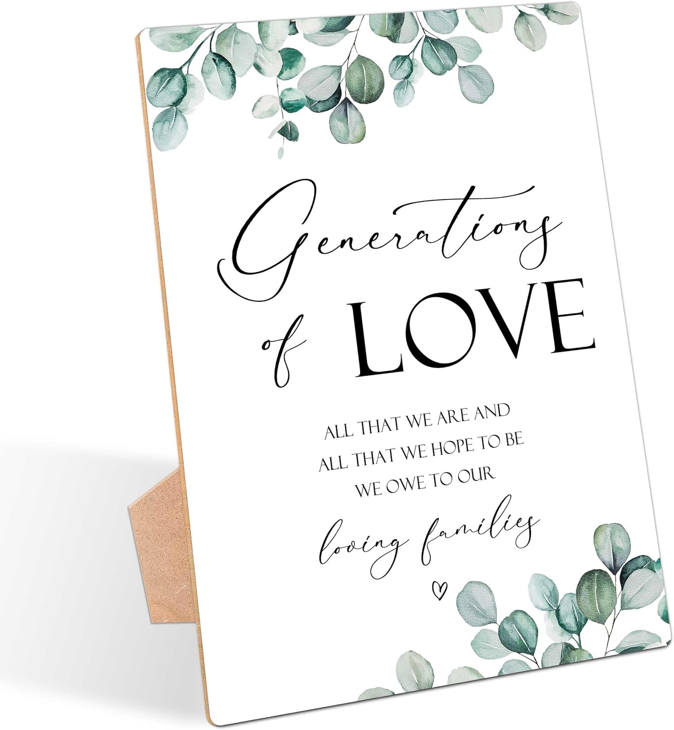 Generations Of Love Sign Wooden Wedding Decor with Stand